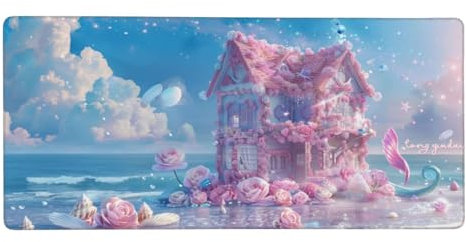 Blume Mauspad XXL 900x400x3mm, Groß Gaming Mauspad Kabine Design Vernähte Kanten, Wetterfest Anti Rutsch Mousepad Gaming Zubehör PC Laptop verbessert Präzision und Geschwindigkeit für Home Office