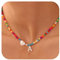 TINGN Bunte Perlenkette, Boho Schmuck, Silber Kette Mädchen, Halskette Mädchen, Schmuck Mädchen, Geschenke für Mädchen, Teenager Mädchen Geschenke, Kette mit A Buchstaben