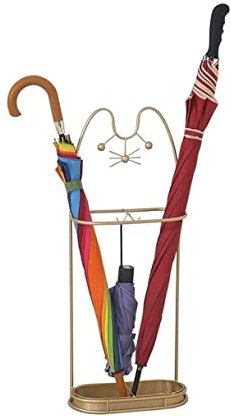 DRFGNF Porte-Parapluie, Porte-Parapluie en Acier pour Chat, Porte-Parapluie pour Porte d'entrée, Hall d'hôtel, Seau à Parapluie pour Couloir (B (A Goud)