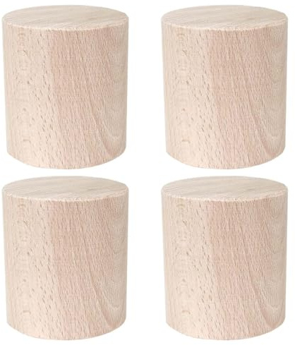 STOLMET Möbelbein aus Buchenholz Möbelfüße aus Holz Möbelfuß Unlackiert Sofa Couch Stuhl Ottomane Schrank 60 mm Höhe Rohholz 4 Stück TOE60