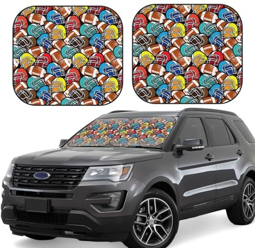 Car Windshield Sun Shade - American Football Foldable Sun Visor for Car - Car Sun Shade Offers Full Protection and Keep Cool with Car SUV Interior