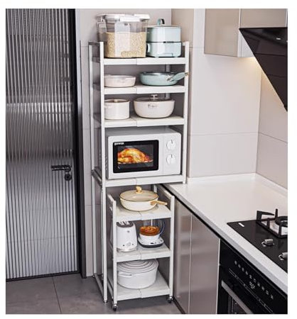LVLDAWA Estante Para Microondas, Encimera Cocina Con Divisiones Retráctiles Rejilla Para Horno Microondas Piso Varias Capas Para El Hogar, El Baño(4 layers)