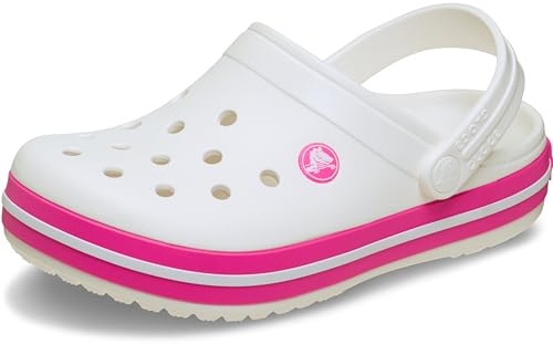 Crocs Crocband Clog K, Zuecos Unisex niños, Blanco Rosa Crush, 34/35 EU