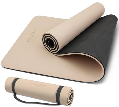 PAIDU POE Yoga Mat (10mm)Extra Thick Fitness Mat 72x24 with Carry Strap
