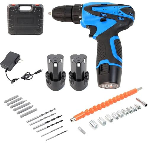 VOLTIX Trapano Avvitatore a Batteria 12V, 2 Batterie al Litio, 24 Accessori, LED Luce, Velocità Regolabile 600/1300 giri/min, 18+1 Frizione Regolabile, Set Completo per Fai da Te e Lavori Professional