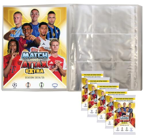 Match Attax Champions League 2024/25 EXTRA - Trading Cards - 1 Leere Sammelmappe + 5 Booster