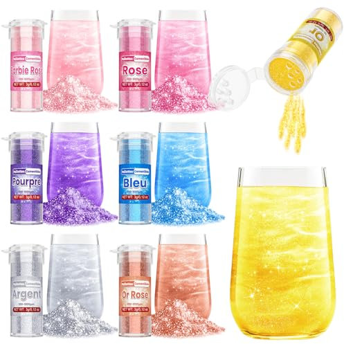 Paillettes Comestibles - 7 Couleurs Vives Paillettes Alimentaires Comestibles (3g Chaque), Colorant Alimentaire Poudre pour Boissons, Paillette Alimentaire pour Gâteaux, Macarons, Fondant, Cupcake