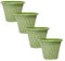 shopior Plastic Prisma Planters | Festive Garden Planting Pot 9L – Round Garden Plant Pots with Drainage Holes | Weatherproof Decorative Patio Flower Pot - (30cm -Moss Green, Pack 4)