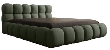 Luxusbetten24 Designer Polsterbett Boston Bouclé 140x200 mit Stauraum | Bezug: Bouclé | Farbe: Grün