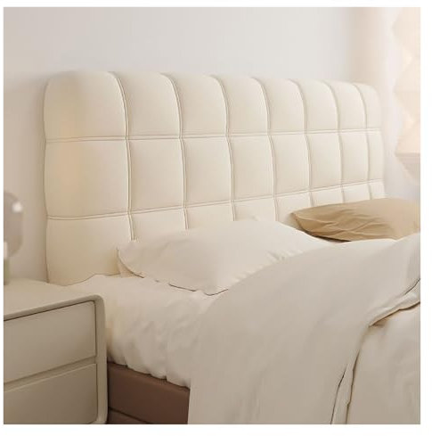 Gepolsterter und gesteppter 360°-Kopfteilbezug für King-Size-Bett, Kopfteil-Schonbezug mit Wandkissen (Weiß, 160 cm)