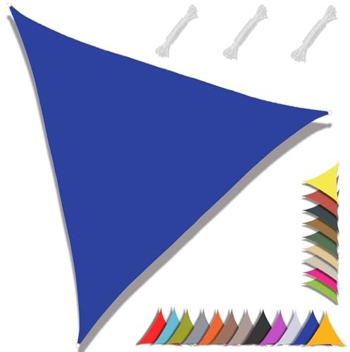 MAJINGC Toldo triangular impermeable de 3 x 4 x 5 m, 95 % de protección UV, jardín, patio, alberca, al aire libre, viene con cuerda azul rey