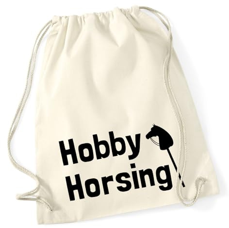 Huuraa Turnbeutel Hobby Horsing Steckenpferd 12 Liter Natural Baumwolle Rucksack Geschenkidee