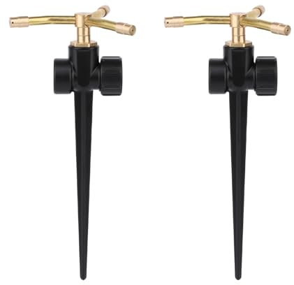 lasuroa 2stk Rasensprenger aus Metall mit Spike-Basis, 360-Grad-Automatik-Rotations-Wassersprinkler für Garten mit 3-Armiger Messingdüse Zubehör für Hof Rasen Garten Terrasse Innenhof Gewächshaus