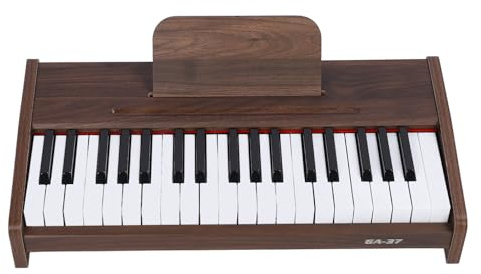 Denash Elektrisches Keyboard mit 37 Tasten und Walnussmaserung, Kompakte und Leichte Klaviertastatur für Anfänger und Erfahrene Spieler, 3 Oktaven, Stabile Holzmaserung