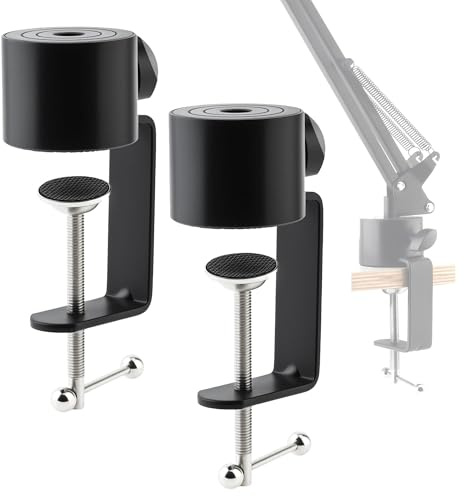 Lifexciting Abrazadera de mesa para suspensión de micrófono, brazo de tijera, soporte de brazo de tijera, clip de micrófono de metal, soporte de mesa de tornillo ajustable para estudio de radio