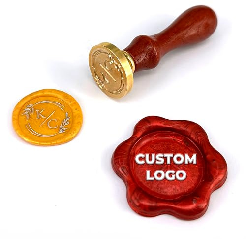 Wachssiegelstempel, personalisierter Stempel für Hochzeitseinladungen, erstellen Sie Ihr eigenes Logo/Design/Buchstabenanpassung, Geschenkverpackung, Geschenkidee, Geschenk (Gold, benutzerdefiniert)
