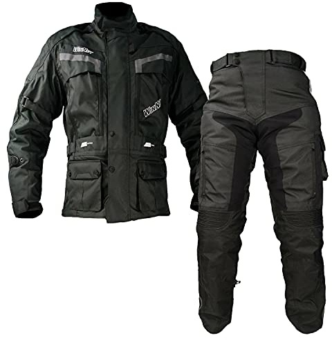 WinNet Tuta Completo da Moto in Cordura Giacca e Pantalone Anti Acqua e Pioggia (M - Donna)