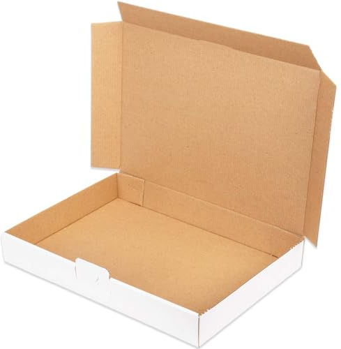 Maxibriefkartons 350x250x50 mm weiss MB-5 DIN A4 B4 DHL Post (100 Stück) | Für Deutsche Post DHL Warensendung Büchersendung Maxibrief Karton Faltschachtel stabil Versandkarton