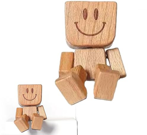 LIMEOW 1 Pieza Figura Madera Temblorosa, Muñeco Tambaleante Madera, Shaking Wooden Man Figurine Figura Mecedora Hecha a Mano, Un Divertido Adorno para El Salpicadero y la Decoración del Coche