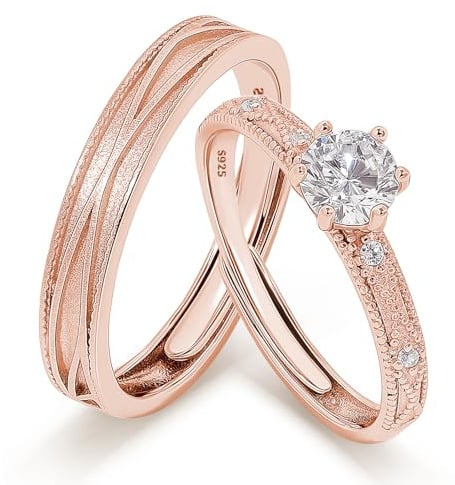 Meissa Paar-Ringe Eheringe Silber 925 Paarpreis Funkelndes Diamantdesign Perfekt für Verlobung Heirat und Hochzeit Ideales Geschenk zum Jahrestag