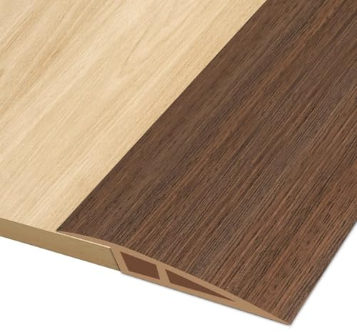 Hengrongshen Floor Transition Strip, Vinyl Door Threshold Strip Self Adhesive Threshold Flooring Transition for Laminate Doorway Edge Threshold Height Difference from 10 to 15mm (Dark Brown Wood, 3M)