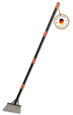Profi-Partner Flachkopfschaufel 154 cm, Klinge 26,5 cm, Stahl | für Wege, Garten, Hof und Schnee, Stoßscharre/Bodenschaber, Aufhängehaken, für Moos, Eis und Kies