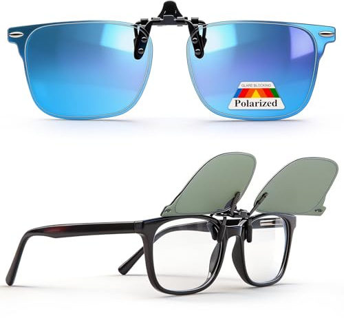 Amorays Polarisierte Clip-On Sonnenbrille UV400 Anti-Glare Gläser Flip up Brillenclip für Herren und Damen 7809