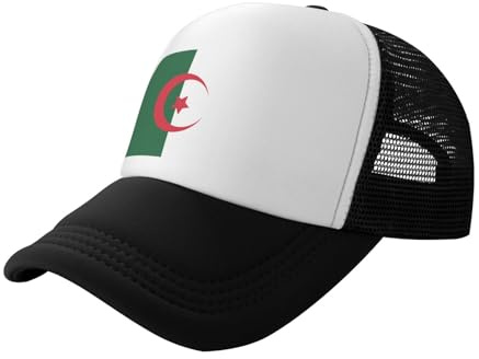 Casquette de baseball avec drapeau de l'Algérie en maille imprimée noire, convient pour le fitness, la randonnée et les voyages
