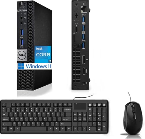 Dell Optiplex 5050 - Mini ordenador PC, Intel Core i5-6500, 8 GB de RAM, SSD de 256 GB, teclado estadounidense QWERTY, WiFi, Bluetooth, Windows 11 Pro (renovado)