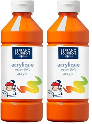 Lefranc Bourgeois - Acrylique liquide Essentiel pour enfants - Bouteille 500 ml - Orange (Lot de 2)