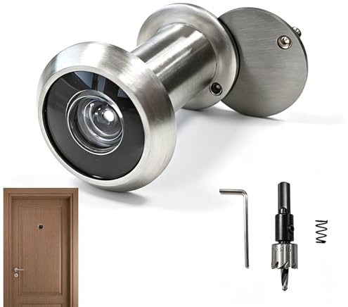 Kit de mirilla de latón para puerta con broca de 16 mm, lente óptica de alta definición gran angular de 200°, compatible con puertas de 35 a 60 mm, fácil instalación, para hogar, oficina y hotel ﻿