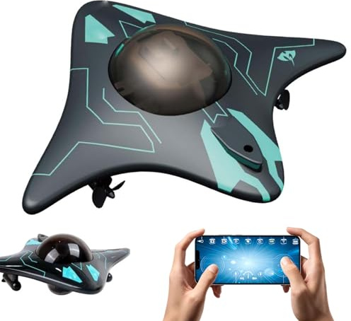 Drone subacqueo con controllo tramite app, drone subacqueo telecomandato con fotocamera HD da 10 m e luci LED, angolo della fotocamera regolabile, per esplorazione subacquea e giocattoli per adulti