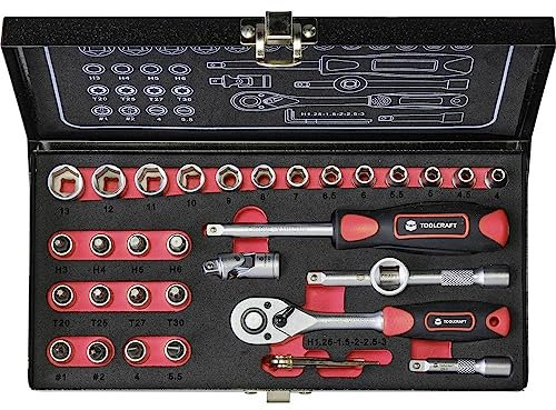 Toolcraft 826363 Steckschlüsselsatz I Knarrenkasten I Ratschenkasten I Nusskasten I 36-teilig I 6.3 mm Antrieb I Chrom-Vanadium Stahl I Werkzeug-Set