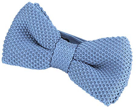 DonDon Herren Strick Fliege gebunden und längenverstellbar 11 x 6 cm hellblau