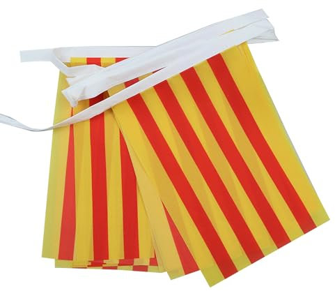 AZ FLAG Guirnalda 6 Metros 20 Banderas de Cataluña 21x15 cm, Bandera Catalana - Catalunya 15 x 21 Cm, Banderines Catalanes