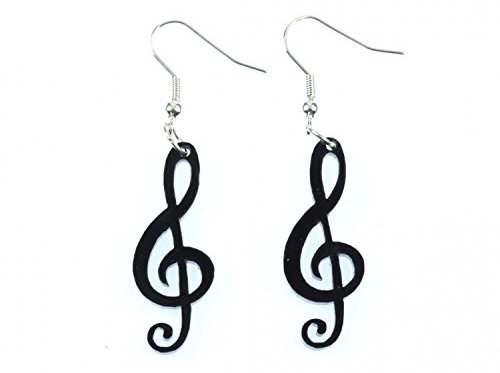 Miniblings Violinschlüssel Acrylglas Musik Ohrringe - Handmade Modeschmuck I Notenschlüssel schwarz - Ohrhänger Ohrschmuck versilbert