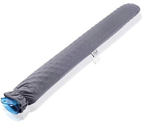 Kufl Lange Wärmflasche mit blauem Bezug für Nacken, Schulter und Bauch (80cm / 2,5 Liter) (Grau)