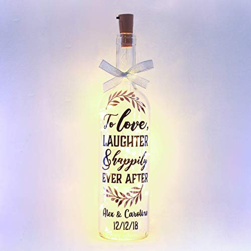 Personalised Wedding Table Decor, Gift for Couples, Valentine's, Anniversary Light Up Bottle