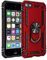 BestST iPod Touch 5/6/7 Hülle für Apple iPod Touch 5/6/7 Schutzhülle + Displayschutz 360 Grad Drehbar Ringhalter mit Magnetischer Handyhalter Auto Handy hülle- Rot