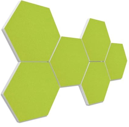 platino24 Akustikpaneele 6 Elemente Colore Waben Ø 30 cm Hellgrün I Schallabsorber aus Basotect G+ mit Akustikfilz I Schalldämmung Wand & Decke I Akustikelemente Wandpaneel