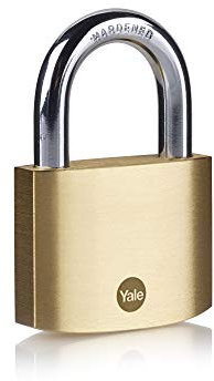 Yale Y110B/60/132/1/B - Standardschutz-Vorhängeschloss aus Messing 60 mm - Bügel aus gehärtetem Stahl - Doppelverriegelung - 3 Schlüssel