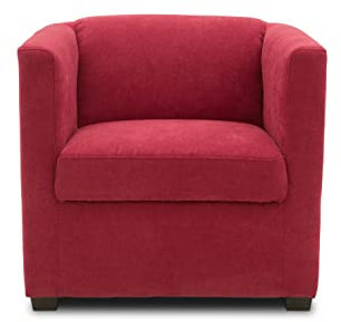 DOMO. collection Sessel Bob FK, kleiner Retro-Sessel mit Armlehnen und Federkern, Polstersessel, Cocktailsessel, Loungesessel, 73 x 75 x 69 cm (BxTxH), Webstoff in rot