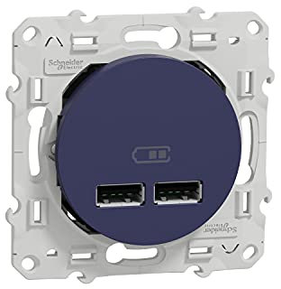 Schneider Electric - Odace - Double Chargeur USB 2.1 A - Cobalt - S550407