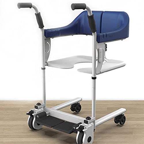 Badezimmer-Rollstuhl,4 in 1 Toilettenstuhl,mit fahrbarem Toilettenstuhl,Badestuhl für einfachesBaden,Patiententransferstuhl,FüR äLtere Menschen,Darkblue-ComfortEdition