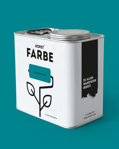 HORST Wandfarbe Meereskoralle 2,5L - Hochwertige Innen-Farbe - Hohe Deckkraft & Schnelltrocknend - Geruchsneutral - Spritz- & Tropffrei - 100% Natürlich - Blau