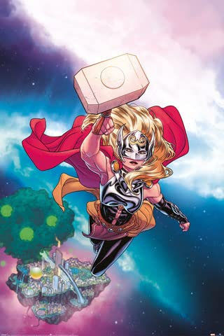 Thor - Mighty Female Thor - Film Poster Plakat Druck - Größe 61x91,5 cm + 2 St Posterleisten Kunststoff 62 cm schwarz