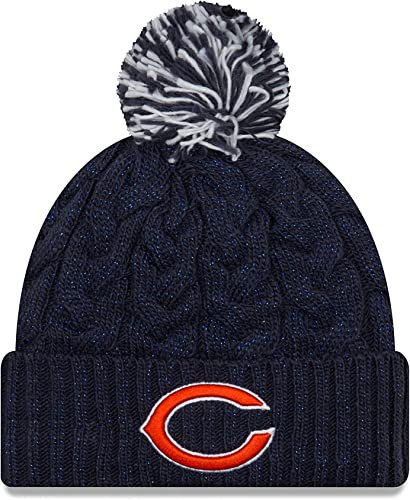 New Era Offizielle NFL-Mütze für Damen, mit Zopfmuster, Bommel, Blau, Einheitsgröße