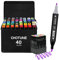 CHOTUNE Alkohol Marker Set, 40 Farben Weiche Bürste und Fein Doppelte Spitze Sketch Zeichenmarker, Einfaches Mischen zum Skizzieren und Illustrieren mit Schwarzer Handtasche und Basis
