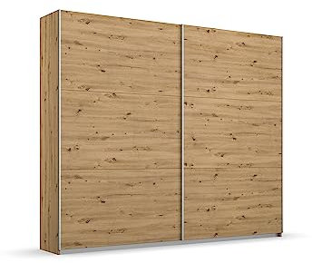 Rauch Möbel Aurelio Schrank Kleiderschrank Schwebetürenschrank, Eiche Artisan, Holz, 2-türig, inkl. 2 Kleiderstangen, 2 Einlegeböden BxHxT 218x210x59 cm