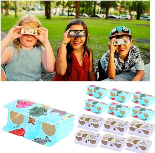 12Pcs Binocolo di Carta, Bomboniere per Regali di Compleanno per Bambini, Piccolo Telescopio Ingrandimento 3X, Regali di Ritorno per Ragazze e Ragazzi (Binocolo)